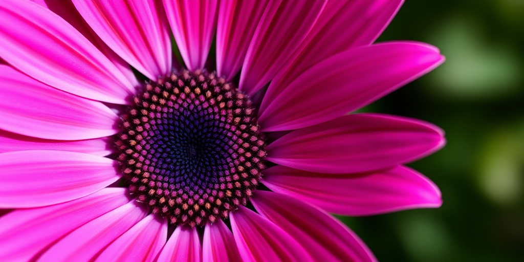 Close-up of a vibrant pink daisy flower with deep purple center and delicate buds, natural lighting, aperture f/2.8, shutter speed 1/200, ISO 100, macro lens, DSLR camera.