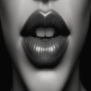 lips black and white clipart