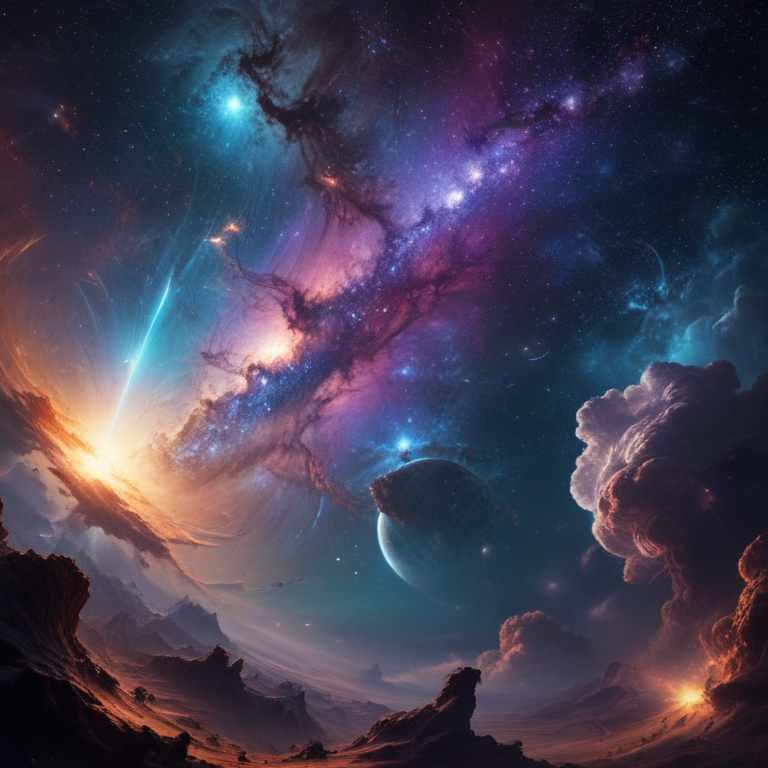 Majestic Cosmic Landscape: A Vibrant Explosion of Stars and Galaxies