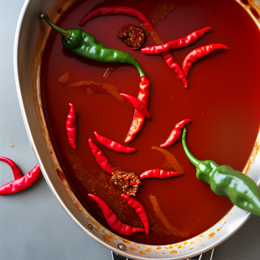 making chilli oil with fresh chillies and garlic