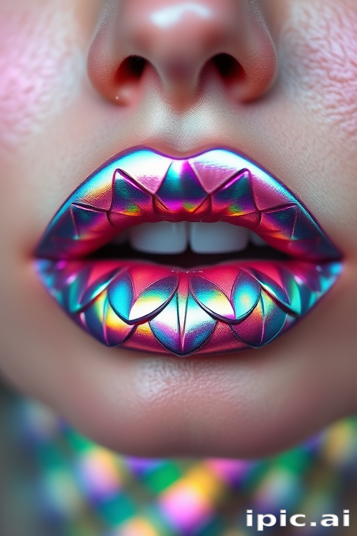 Iridescent Mermaid Scales lip color featuring a multichromatic shift, prismatic finish, and water-resistant formula, perfect for creating magical and otherworldly makeup looks
