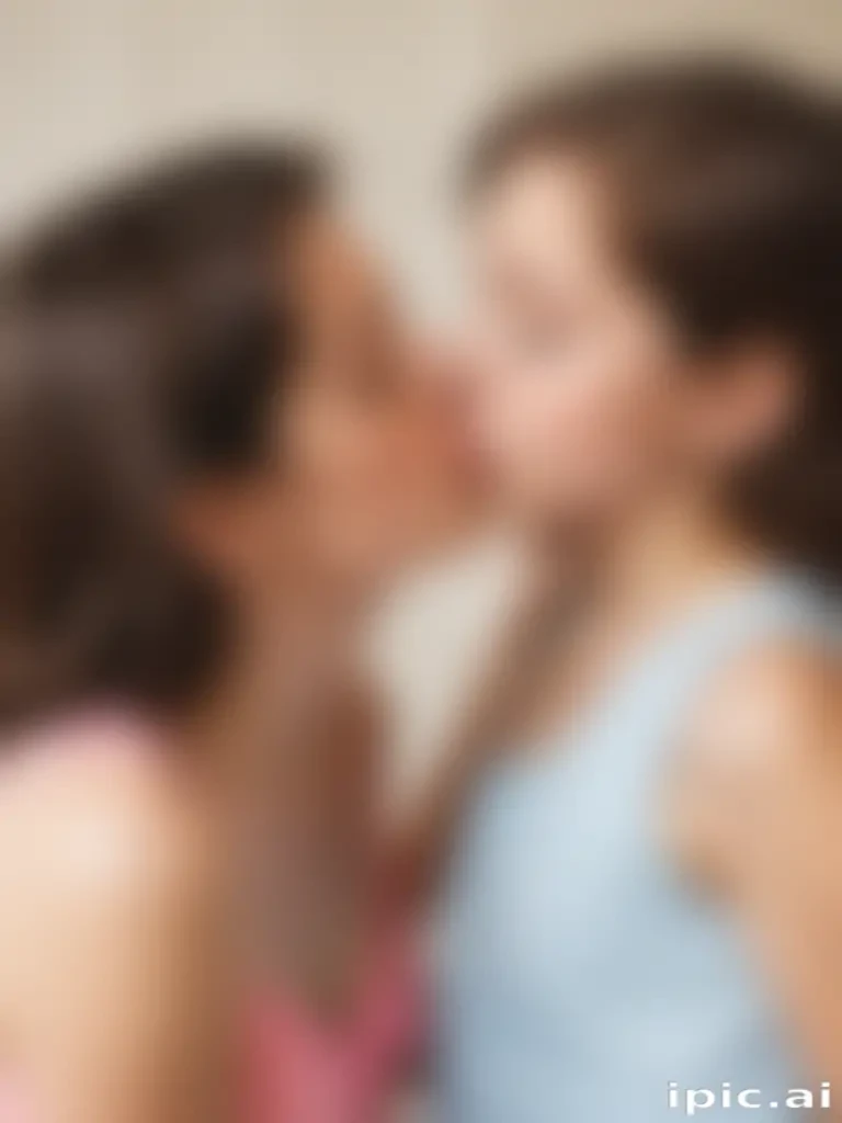 two girls kissing