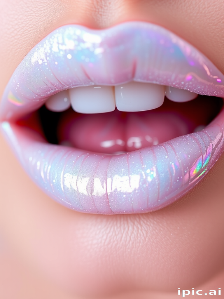 Iridescent white lip topper "Frost Queen" with opalescent shimmer and transformative effect, ideal for customizing other lip colors or creating icy looks, multi-dimensional pearl pigments