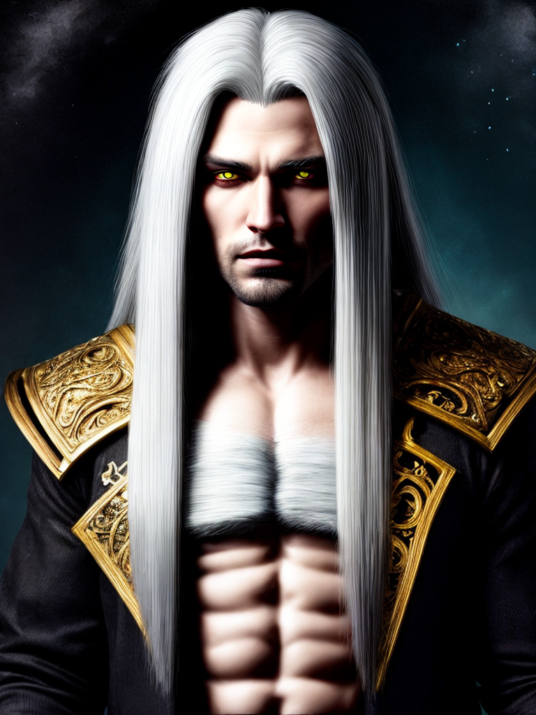 Fantasy Painting male vampire with long white hair laying on his ...