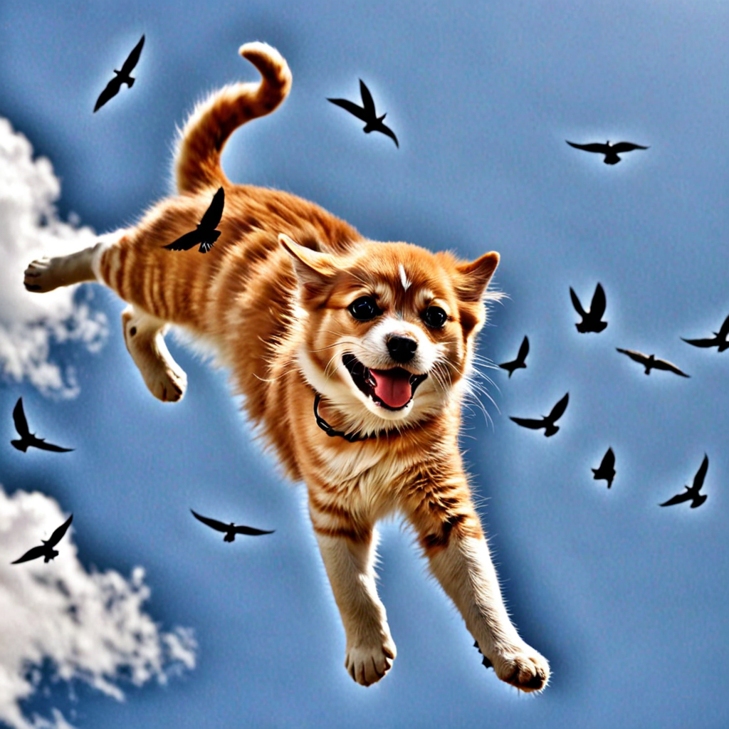 cats and dogs falling from the sky