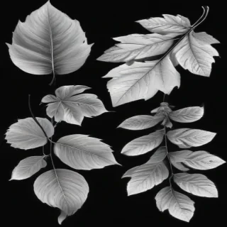 leaves clip art black and white