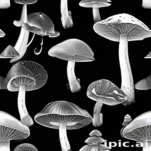 mushroom black and white
