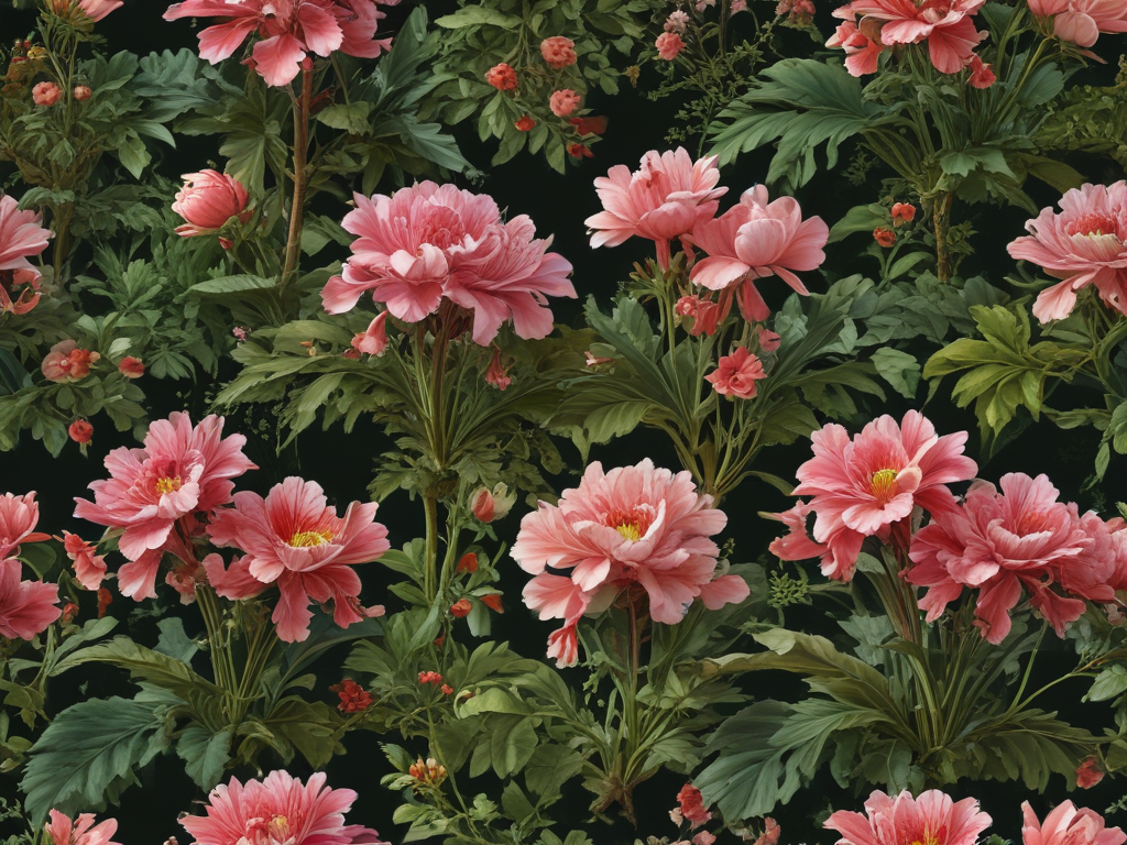 Vibrant Floral Pattern Featuring Lush Peonies and Delicate Roses on ...