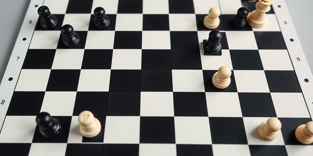 Create a high-resolution image of a classic black and white chessboard with even squares, captured from a top-down view using a DSLR camera with a 50mm lens, f/2.8 aperture, ISO 100, and a shutter speed of 1/125 seconds for optimal clarity and depth.
