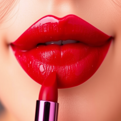 Vibrant "Cherry Bomb" lip color featuring a glossy finish, intense red hue with subtle shimmer, perfect for evening glamour and bold statements