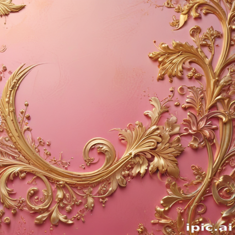 Elegant Gold Floral Patterns on Soft Pink Background for Luxurious Decor