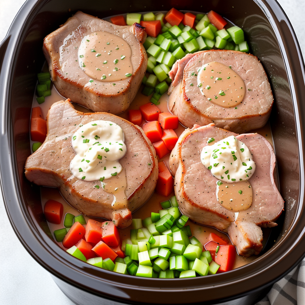 pork chops and dressing in crock pot