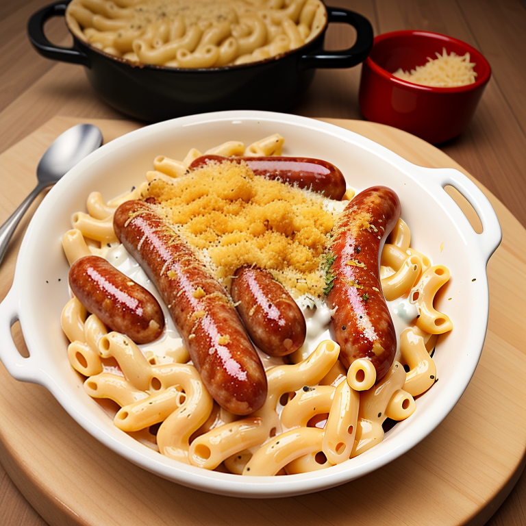 smoked sausage and mac n cheese