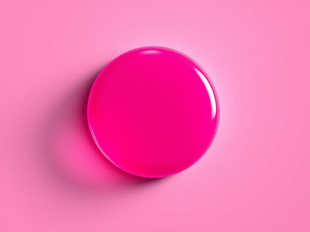 Create a vibrant pink glossy button with a smooth gradient finish, captured using a DSLR camera with a 50mm f/1.8 lens, at ISO 100, aperture set to f/2.8, in a soft diffused lighting setup, with a slight bokeh effect in the background for added depth.