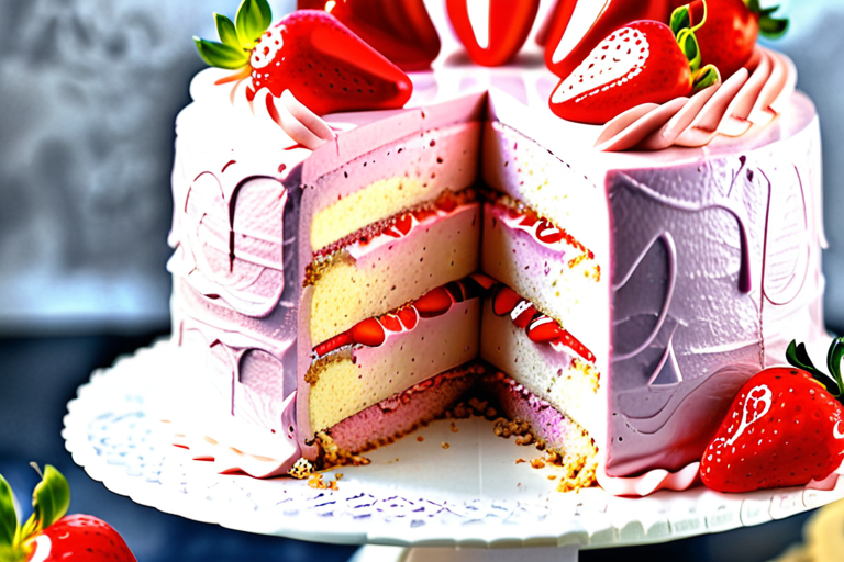 cake with strawberry mousse filling