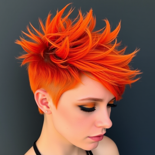 Fiery orange pixie cut with textured spikes, the "Phoenix Flame" style symbolizes rebirth and daring transformation for the fearless trendsetter