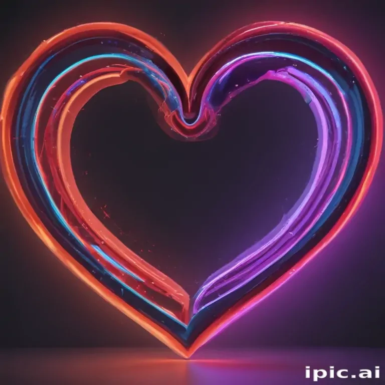 Javascript Heart Neon Colorful Neon Heart Design with Swirling Patterns and Vibrant Lighting ...