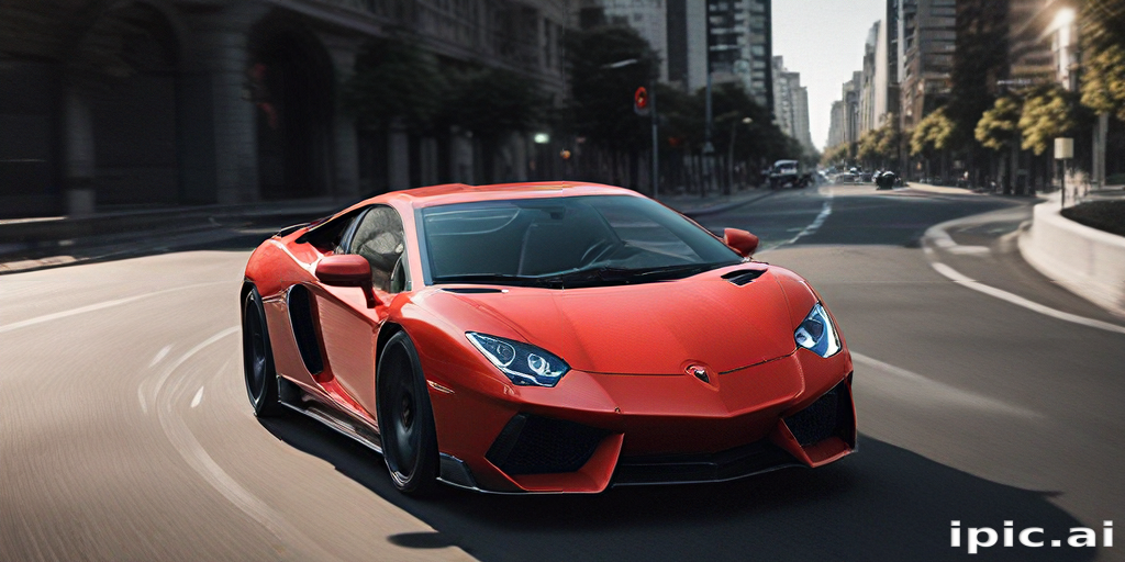 Dynamic Urban Scene Featuring a Striking Red Sports Car in Motion