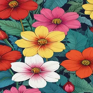 color drawing flowers