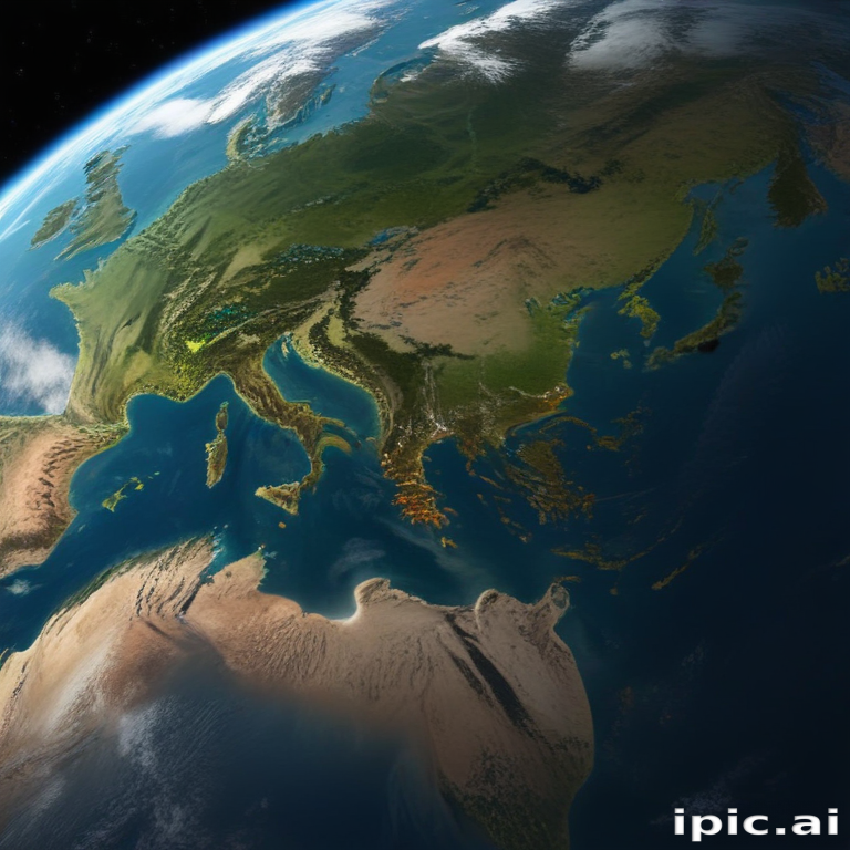 Stunning Satellite View of Earth Highlighting Europe and Asia's Landscapes