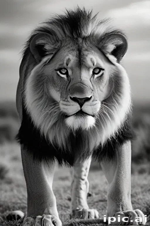 lion black and white