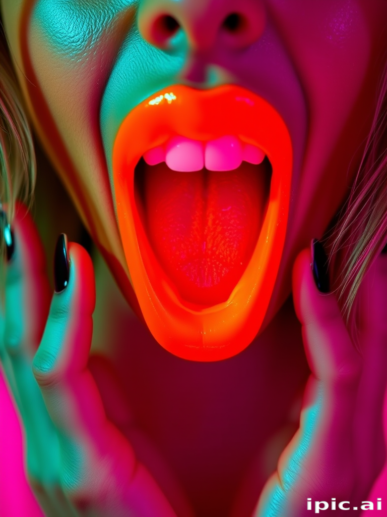 Neon orange lips electrify with bold energy in the "Citrus Shock" design, featuring a vivid, attention-grabbing hue that seems to glow from within, creating a daring and playful lip look that's ideal for summer festivals, vibrant photoshoots, or making a statement at any event