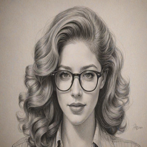 Radiant Rachelle Lefevre, pencil sketch, portrait of Pleasing woman 1940s in glasses, hair style beatnik, outline, clear lines, fine lines, 8k