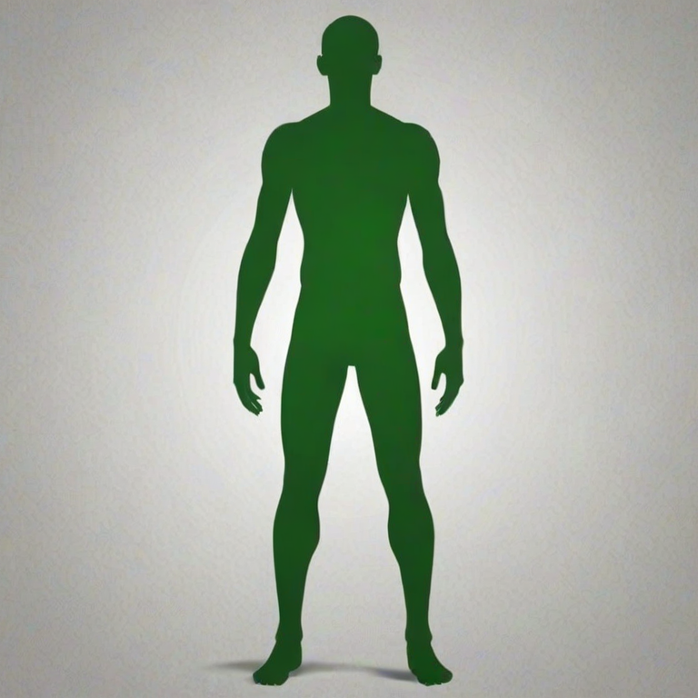 create a simple green silhouette of a standing person with a round head and no facial features