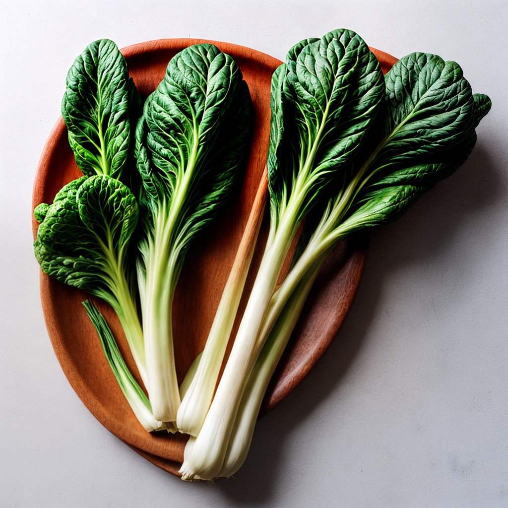Realistic linocut print of a bok choy