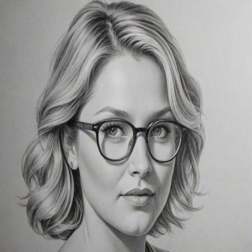 Exquisite Jessica Capshaw, pencil sketch, portrait of Attractive woman 1954s in glasses, hair style beatnik, outline, clear lines, fine lines, 8k