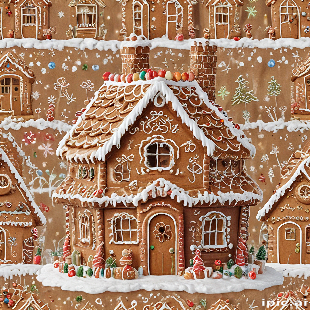 A Whimsical Gingerbread House Decorated with Icing and Colorful Candies.