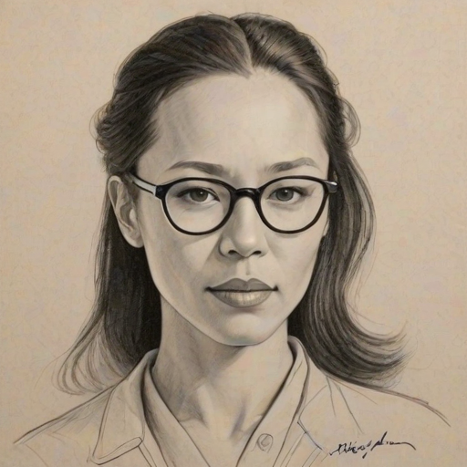 Splendid Irene Bedard, pencil sketch, portrait of Wonderful woman 1932s in glasses, hair style beatnik, outline, clear lines, fine lines, 8k