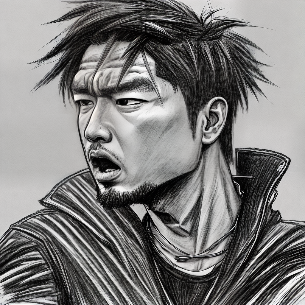 Cartoon Asian Rapper ASIAN RAPPER SINGING IN THE SPORT CAR. CLOSE-UP. COMIC BOOK. SKETCH ...
