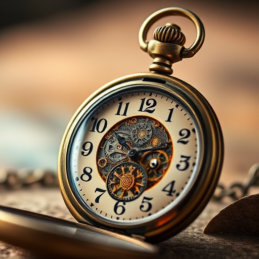create a close-up shot of a vintage pocket watch with intricate details, soft focus background, natural lighting, ISO 100, aperture f/2.8, shutter speed 1/60s, taken with a DSLR camera in macro photography style.