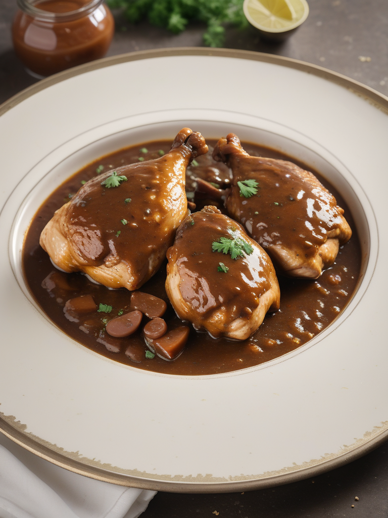 chicken in a brown sauce