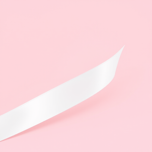 Create a smooth, flowing white ribbon on a soft pink gradient background, with a Canon EOS R5 camera, using a 50mm f/1.8 lens, shooting at ISO 100, shutter speed 1/250s, and aperture f/8, capturing a clean and crisp image with a focus on the ribbon's contours and textures, with a slight depth of field effect to emphasize the subject.