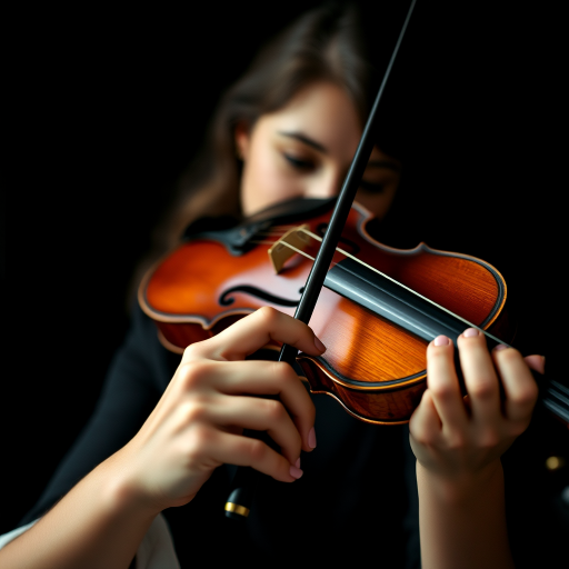 detailed edges, detailed image, perfection style, A cinematic detailed image of a woman playing a violin on a black background with both her hands, movie themed, sharp, detailed background, epic cinematic photography, artistic style, dramatic light style, cinematic color style, Kodak 35mm film style, detailed style, hand focus style, solo, simple background, 1boy, holding, male focus, black background, instrument, out of frame, realistic, music, playing instrument, holding instrument, violin, bow (music), fingernails, holding violin, photorealistic, hand focus