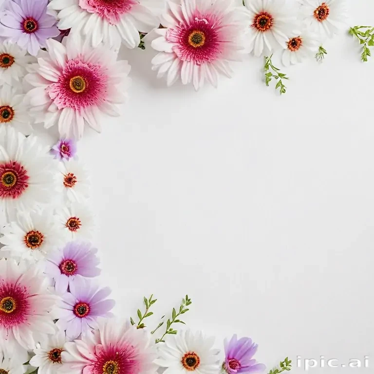 white background with flowers