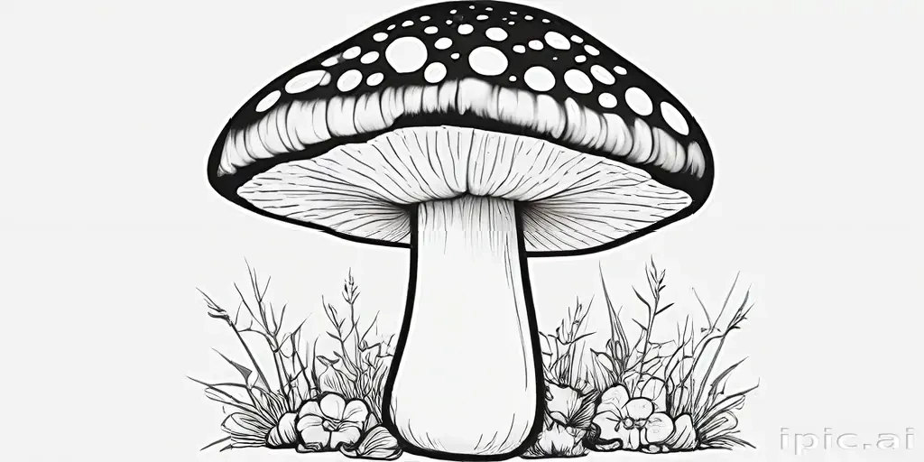mushroom clipart black and white