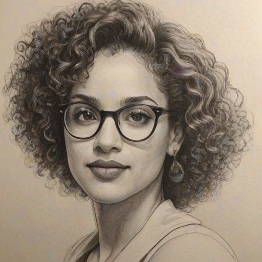 Exquisite Karyn Parsons, pencil sketch, portrait of Resplendent woman 1944s in glasses, hair style beatnik, outline, clear lines, fine lines, 8k