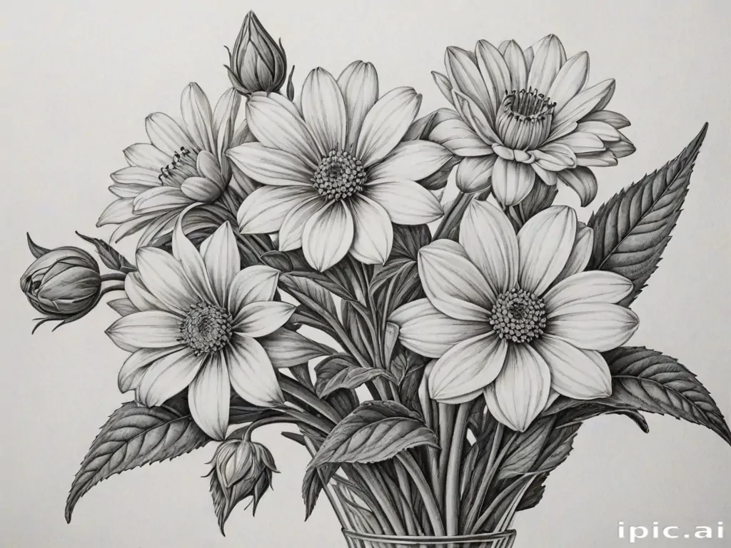 pencil drawing flowers
