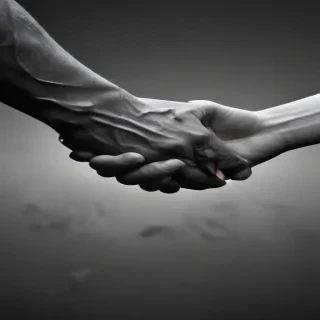 handshake black and white