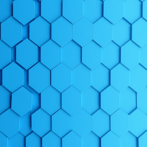 Create a high-resolution image of a hexagonal pattern with varying shades of blue, featuring a smooth gradient effect, shot with a DSLR camera at f/8 aperture, ISO 100, and a 50mm lens, using overhead lighting to accentuate the edges of the hexagons.