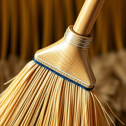 create a highly detailed vector illustration of a broom with a long handle and a straw head, captured in a close-up view, using a DSLR camera set at f/8 aperture, 1/125 shutter speed, ISO 100, with soft lighting to enhance colors and texture