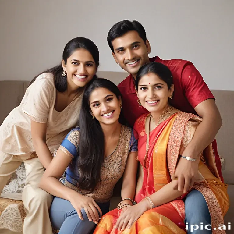 happy indian family
