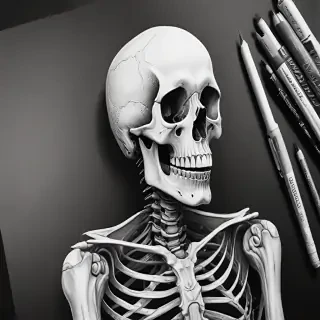creative skeleton drawing art