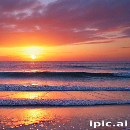 Serene Sunset Over Calm Ocean Waves Reflecting Vibrant Colors of Dusk