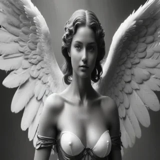black and white angel