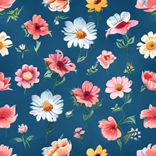 blue background with flowers