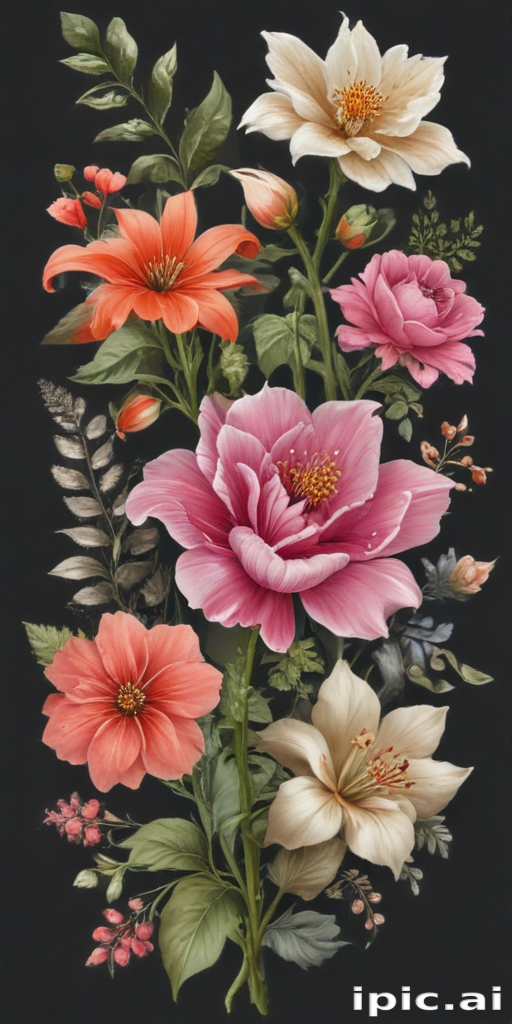 Beautiful Floral Arrangement Featuring Vibrant Blooms on a Dark Background